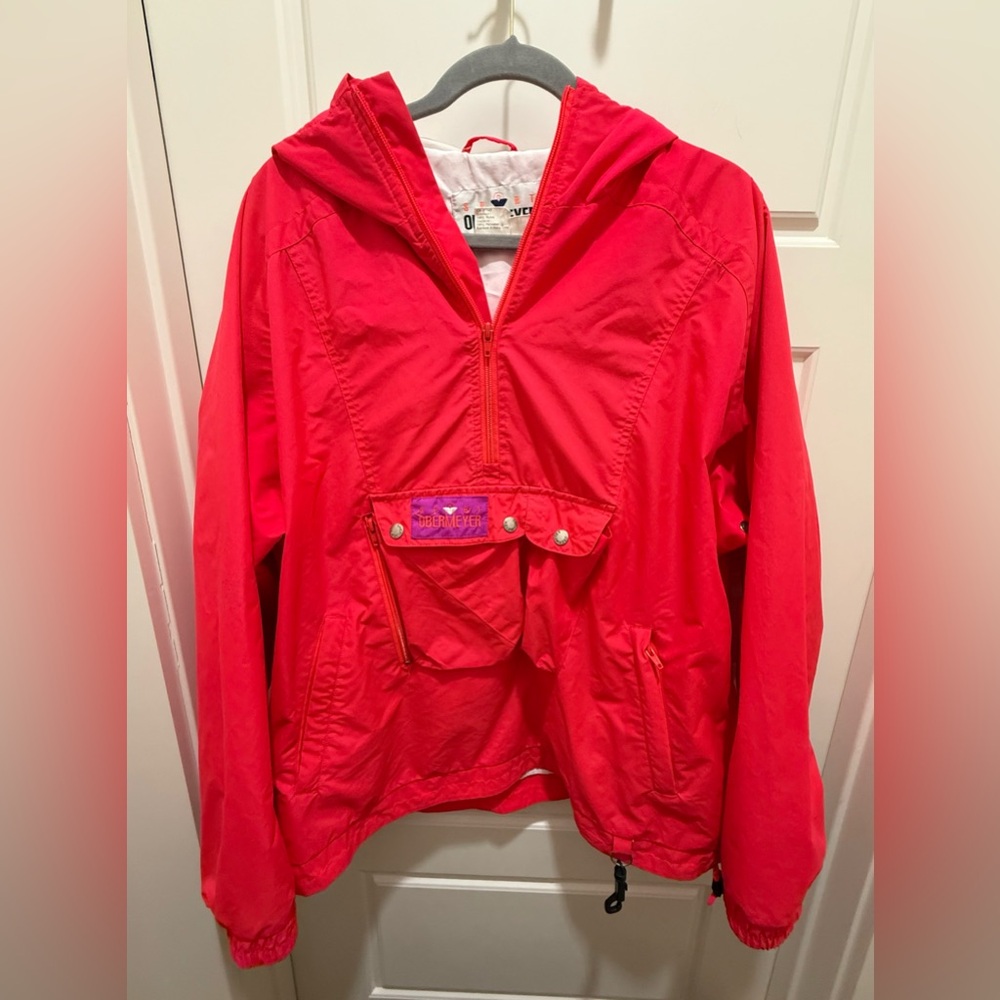 Men's Vintage Retro OBERMEYER Caribou Snowboarding Jacket. Neon Pink. Medium